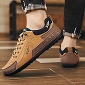 economico Scarpe Casual con Lacci-scarpe da ginnastica bianche da uomo, in mesh traspirante e pelle, comode scarpe da ginnastica con lacci per la corsa, la palestra e l'abbigliamento casual quotidiano