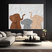 cheap Abstract Paintings-Large Textured Animal Painting Modern Handmade Elephant Plaster Art Large Textured Hand-Painted Plaster Abstract Contemporary