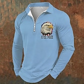 4 de julio de 2026, 250 aniversario Hombre Águila Polo Camisetas polo polo con cremallera Manga Larga Camisas de polo Cremallera de un cuarto Deportes Moda Casual Diario Exterior Vacaciones Media