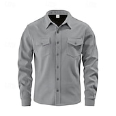 abordables camisa con botones para hombre-Hombre Camisa Camisa casual Camisa de playa Camisa de Pana Abotonar la camisa Negro Marrón Verde Ejército Albaricoque Gris Manga Larga Color sólido Diseño Diario Vacaciones Bolsillo Ropa Moda Casual
