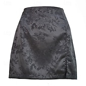 cheap Skirts-Women's Fashion Casual Mini High Waist Skirts Graphic Split Ends Micro-elastic Daily Street Black Pink Green Summer