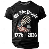  4 luglio 2026 250° Memorial Day Maglietta da uomo in 3D stampa Bandiera Americana a girocollo a maniche corte Casual Strada