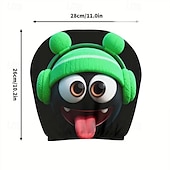 cheap Slipcovers-2pcs Cartoon Big-Eyed Face Printed Car Headrest Covers, Interior Decoration, Universal Fit, Washable, Easy to Install, Suitable for Long Trips Or Road Trips, Perfect Quirky Car Decoration