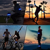 billige Lommelykter-2-pakning oppladbare LED-armbånd, LED-løpearmbånd, justerbart blinkende LED-sikkerhetsarmbånd, reflekterende løpeutstyr med høy synlighet, justerbare lysende armbånd