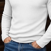 cheap Men's Pullover Sweater-Men's Turtleneck Sweater Pullover Sweater Jumper Cropped Sweater Ribbed Knit Regular Tops Knit Plain Turtleneck Modern Contemporary Casual Casual Work Clothing Apparel Fall Winter Wine Black S M L