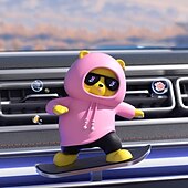 abordables Colgantes y ornamentos para coche-Adorno para tablero de automóvil con forma de oso de patineta: colgante para tablero de automóvil con dibujos de animales que presenta un elegante diseño de gafas y sudadera con capucha, adecuado para