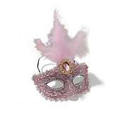 billiga Tillbehör-Kvinnors Grön Fjäder Venetiansk Maskeradmask - Lyxig Barock Crystal-Pyntad Karneval Kosttillsats för Venedigfestivalen Mardi Gras  Maskeradfester