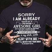 cheap Men's Graphic T Shirt-Men's T-Shirt - Funny Graphic Tee for Him with "Sorry I'm Taken By An Awesome Girl" &amp; "Don't Flirt With Me" Humor