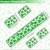 cheap St. Patrick's Day-5PCS St. Patrick's Day Table Placemats &amp; Table Runner Set, Green Shamrock Lace Embroidery, Feather-Free, No Power Needed, Multi-Holiday Decor