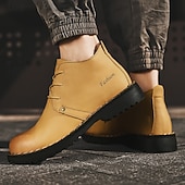 preiswerte Arbeitsschuhe-Lässige gelbe Herren-Ankle-Boots – bequem, stilvoll mit weichem Futter, ideal für legere Hochzeiten und Veranstaltungen im Freien