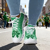levne Dámská obuv-Dámské tenisky s motivem zeleného jetele ke Dni svatého Patrika – lehké prodyšné vycházkové boty s polstrovanou podrážkou, slavnostní sportovní styl na přehlídky, cestování, každodenní chůzi, cvičení a běžné nošení