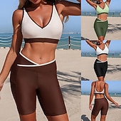 levne Surfovací tankiny a bikiny-Dámské Bikinové sety Plavky 2 ks Blokování barev Elastický Bez rukávů Plavky Surfování Plážové prázdniny Léto