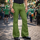  Retro Vintage 1970s Trousers Bell Bottom Pants Flared Trousers Hippie Disco Solid Color Fancy Dress Men's Halloween Carnival Party Dailywear Pride Parade Adults' All Seasons