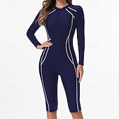 preiswerte One Pieces Rash Guards-Damen Anti UV Shirt Badeanzug Einteilige Patchwork Reißverschluss UV Schutz Hohe Elastizität Langarm Bademode Surfen Tauchen Schnorcheln Sommer