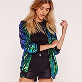 economico Cime-Retrò Vintage Anni '80 Cappotto Paillettes Tinta unita Costume Per donna Halloween Mascherata Performance Parata dell'Orgoglio Mese dell'orgoglio Adulti Cappotto Tutte le stagioni