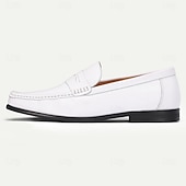 Χαμηλού Κόστους Δερμάτινα Loafers Premium-Ανδρικά λευκά δερμάτινα μοκασίνια – δερμάτινα παπούτσια υψηλής ποιότητας με απλή κομψότητα για casual και επίσημες περιστάσεις