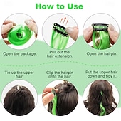  Green Wigs 10 PCS Green Hair Extensions Curly Wavy Synthetic Hairpieces Clip in Rainbow Neon Party Highlights Colorful Hair Accessories for Girls Women 17 Inch