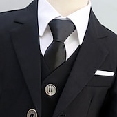 economico Abiti e Outfit per Portatori di Fedi-Completo da fedi nuziali per bambini, 4 pezzi, blazer &amp;gilet &amp; pantaloni  &amp;cravatta ragazzo abito formale casual esterno festa moda fresco basic tinta unita blu nero poliestere