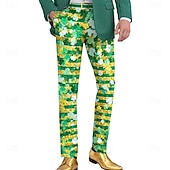  St. Patrickin päivän miesten nelilehtiset apilat raidalliset housut puku housut keskitason vintage retro katumuoti loma kapea malli taskuilla kesä kevät 3D-tulostus vihreä 1 vihreä