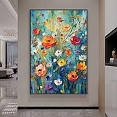 cheap Floral/Botanical Paintings-Mintura Hand Painted Abstract Flowers Oil Paintings on Canvas Modern Wall Art Picture For Home Decoration Ready To Hang With Stretched Frame