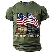  4 luglio 2026 250° Giorno della Memoria Maglietta a Manica Corta con Stampa 3D Bandiera Statunitense da Uomo Casual per Strada
