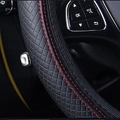 お買い得  ハンドルカバー-37/38cm 自動車用ユニバーサルステアリングホイールカバー 滑り止め 車のステアリングホイールカバー 滑り止めエンボスレザー カースタイリング