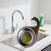 billige Kjøkkenutstyr og -redskap-4 stk. kraftig avløpskurv i rustfritt stål til undervasken - plassbesparende kjøkkenorganisator med enkel rengjøring, solid konstruksjon, elegant design, moderne oppvaskkumtilbehør til kjøkken