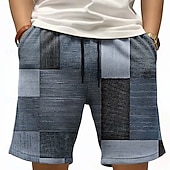 economico pantaloncini felpati 3d da uomo-Per uomo Geometrico Blocco di colori Patchwork Pantaloncini Waffle Pantaloncini da tuta Pantaloncini casual Misura del girovita medio Moda Casual Vacanza Jogging Allenamento Testurizzato Coulisse