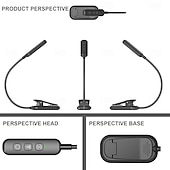 baratos Luzes de leitura-Luz de leitura recarregável, ideal para leitura na cama, equipada com 20 LEDs e função de memória, 3 temperaturas de cor, 5 níveis de brilho, haste flexível, leve e com clipe.