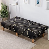 abordables Couverture du canapé Futon-Housse de canapé-lit extensible en tissu imprimé, disponible en 3 tailles différentes, housse de canapé sans accoudoirs, housse de banc élastique, protection décorative pour le Nouvel An, décoration