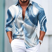 abordables Camisa de Satén para Hombre-Hombre Geométrico Degradado de color Arte abstracto Camisa Camisa de raso Camisa para Vestido Manga Larga Moda informal Vacaciones Uso Diario Verano Primavera Otoño Cuello Vuelto Impresión 3D Camisas