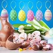 tanie Wielkanoc-30 sztuk wiszących jajek wielkanocnych - kolorowe papierowe jajka wielkanocne - ozdoby choinkowe na przyjęcie urodzinowe, wystrój domu i do wnętrz