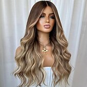 tanie Peruki koronkowe przednie z ludzkich włosów-Włosy naturalne remy Zamknięcie 5x5 Zamknięcie 4x13 Peruka Przedziałek na środku Włosy brazylijskie Falowana Blond Wielokolorowy Peruka 150% 180% Gęstość włosów Z Baby Hair Włosy ombre Baleja