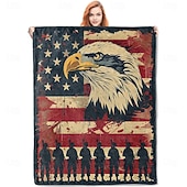 abordables Mantas y colchas-Mantas de vellón Manta para sofá Regalo bandera estadounidense Veterano Clásico 3D Sofá Cama Manta decorativa Manta cálida Decoración del hogar