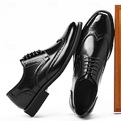 Χαμηλού Κόστους Μπρογκ παπούτσια-Ανδρικά καφέ παπούτσια brogue από συνθετικό δέρμα, κλασικό σχέδιο με φτερά, επίσημα και casual υποδήματα για γραφείο και ειδικές περιστάσεις