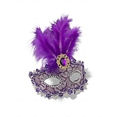 billiga Tillbehör-Kvinnors Grön Fjäder Venetiansk Maskeradmask - Lyxig Barock Crystal-Pyntad Karneval Kosttillsats för Venedigfestivalen Mardi Gras  Maskeradfester