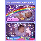 billige star galaxy projektorlys-nattlys for barn, leker med 15 filmer &amp;15 hvite lyder, oppladbart 1200 mAh nattlys for småbarn med 360° rotasjon, fjernstyrte enhjørningsgaver til jenter, leker for jenter 3-12 år gamle