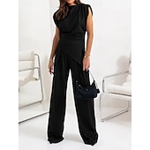 Χαμηλού Κόστους Γυναικείες φόρμες μπλούζας-Γυναικεία Σετ παντελονιών Τοπ μπολερό Αμάνικο Στρογγυλή Ψηλή Λαιμόκοψη Συμπαγές Χρώμα Κομψό Μοντέρνα Κομψό στυλ street Causal Καθημερινά ΕΞΩΤΕΡΙΚΟΥ ΧΩΡΟΥ Σκούρο γκρι Μαύρο Λευκό Καλοκαίρι