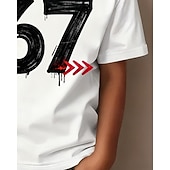 preiswerte Jungen 3D Lustiger Humor-Baumwolle Kinder Jungen Weiß Grafik Lustiger Slang 67 T-Shirt Bluse Rundhalsausschnitt Kurzarm Outdoor Alltagskleidung Mode Streetwear Designer Drucken Sommer