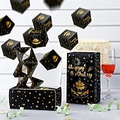 billige Bursdag-Overraskelseshoppeske bursdagsgaveeske med penger og konfetti - morsomt pop-up-design, svart med gulldetaljer, perfekt til bursdag eller spesielle anledninger, gaveeske til feiring