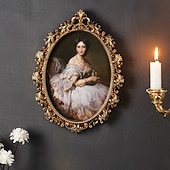 رخيصةأون التماثيل-إطار صور جداري مزخرف بنقوش ذهبية على الطراز الأوروبي القديم، مصنوع من مادة الراتنج، مناسب لعرض الصور العائلية وجلسات التصوير.