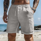 cheap Holiday-Men's Shorts Summer Shorts Beach Shorts Baggy Shorts Drawstring Elastic Waist Straight Leg Plain Comfort Breathable Short Casual Daily Outdoor Vacation Classic Style Black White Inelastic