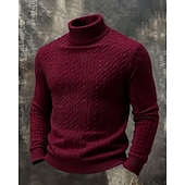 abordables Pull col rond-Homme Pull Pull Tricoté Côtelé Tricoter Hauts Réguliers Tricoté Couleur Unie Col roulé Mode Streetwear Occasionnel Tenue quotidienne Vêtement Tenue Automne Hiver Noir Blanche S M L