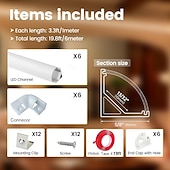 halpa LED-tarvikkeet-6 kpl 10 kpl 3,3 jalan / 1 m V-muotoinen LED-kanava hopeanvärinen alumiininen LED-nauha, diffuusorikanava maitomaisella valkoisella suojuksella, himmeä kulmavalaistus, helppo asennus, ei sisällä