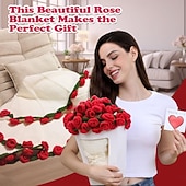 levne Deky a přehozy-Valentýnská gradientní deka s kyticí konvalinek, ručně vyráběný přehoz s umělými květinami, deka na spaní, uměle tkaný přehoz, perfektní dárek pro blízké