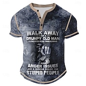 Męskie Tekst Podkoszulek Koszula Henley Krótki rękaw Codzienny Wiosna Na każdy sezon Niebieski Szary Zielony Khaki Henley Koszulka Henley