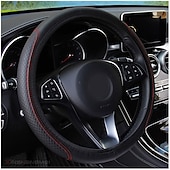 お買い得  ハンドルカバー-37/38cm 自動車用ユニバーサルステアリングホイールカバー 滑り止め 車のステアリングホイールカバー 滑り止めエンボスレザー カースタイリング