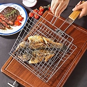 billiga Griller och matlagning utomhus-grillkorg &amp;robust metallspatel för kött, biff, räkor &amp;grönsaker, korrosionsbeständigt grillverktyg för utomhusbruk, perfekt för picknick &amp;camping