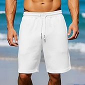 baratos Calções Estilo Casual-Homens Waffle Calção Shorts de verão Shorts de praia Com Cordão Cintura elástica Côr Sólida Conforto Comprimento do joelho Diário Ao ar livre Streetwear Férias Moda Azul Marinha Cáqui Micro-Elástica