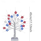 billige Dekorative lys-250-årsjubileum for USAs uavhengighetsdag, rød, hvit, blå, pentagram, bjørketrelys, 45 cm/17,72 tommer, aaa-batteri, innendørs soverom, stue, spisestue, sengegavl, feststemning, dekorativ